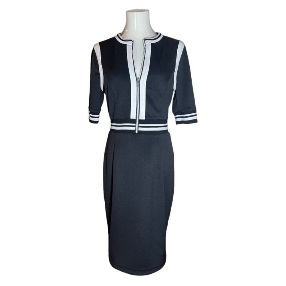 LDT Black and White Sheath Dress Size 2
